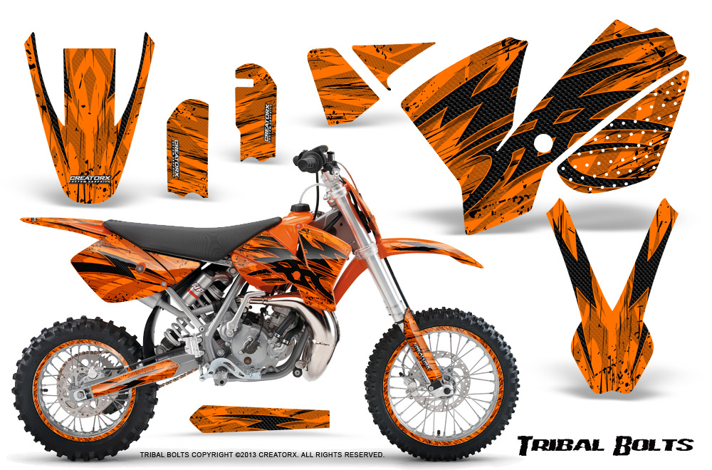 KTM SX65 02-08 Graphics Kit Tribal Bolts Orange NP Rims